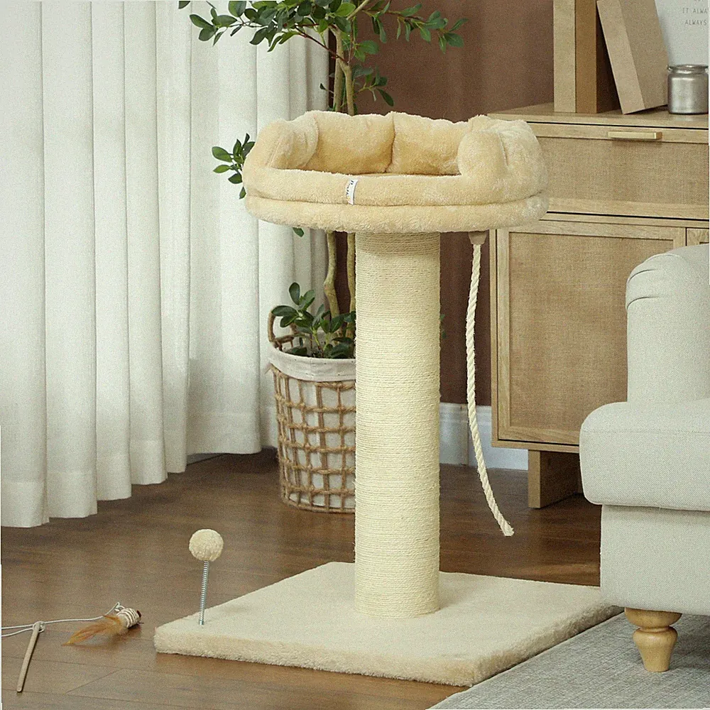 PawHut Kratzbaum klein, 85 cm Katzenbaum, Katzenkratzbaum mit Liegefläche, Sisal