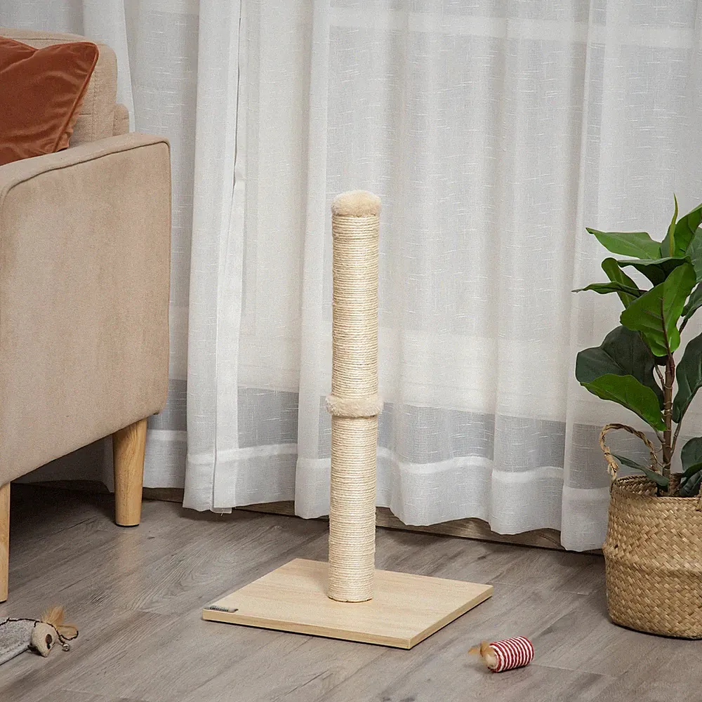 PawHut Kratzsäule Kratzbaum Kratzstamm mit Ball 60 cm Spanplatte Sisal