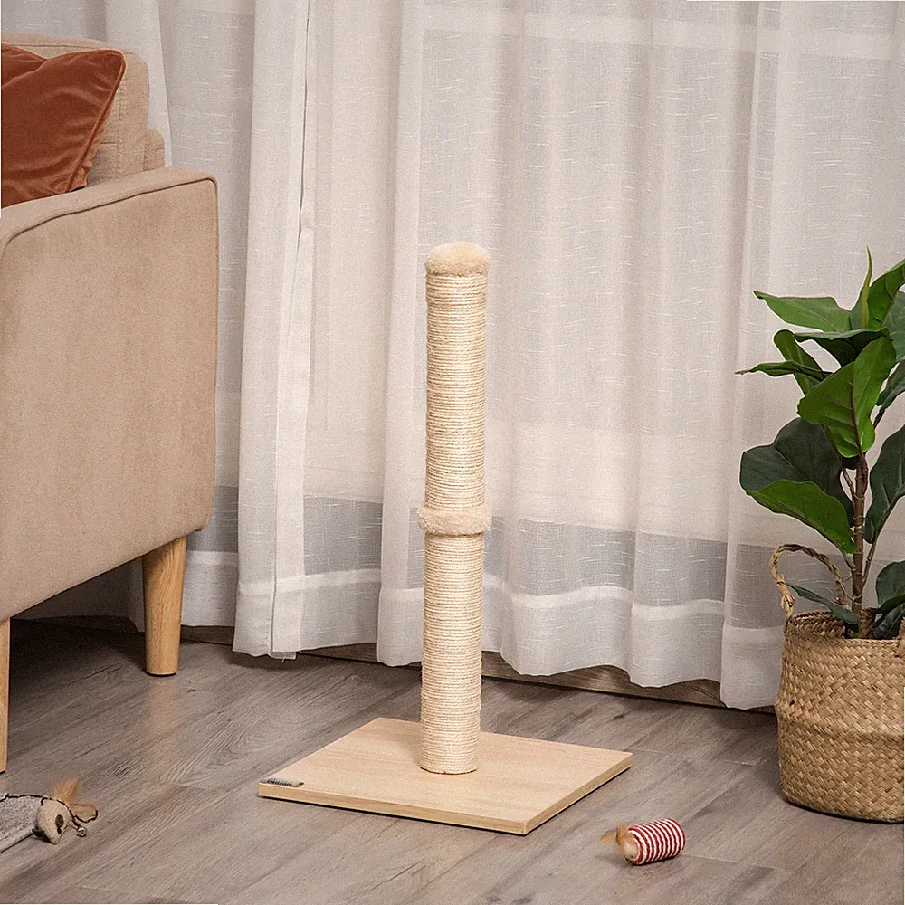 PawHut Kratzsäule Kratzbaum Kratzstamm mit Ball 60 cm Spanplatte Sisal