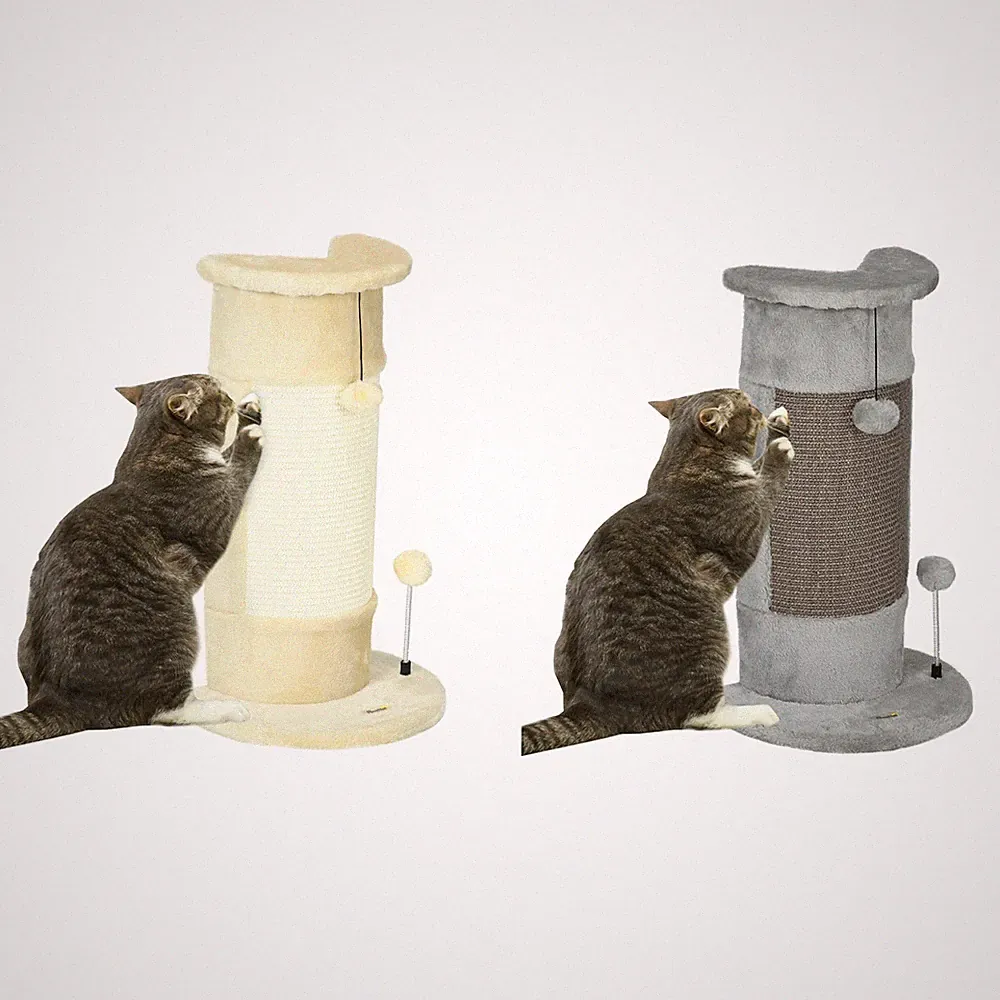 PawHut Kratzstamm, 58cm Kratzsäule für Katzen, Katzenkratzbaum mit Kratzball