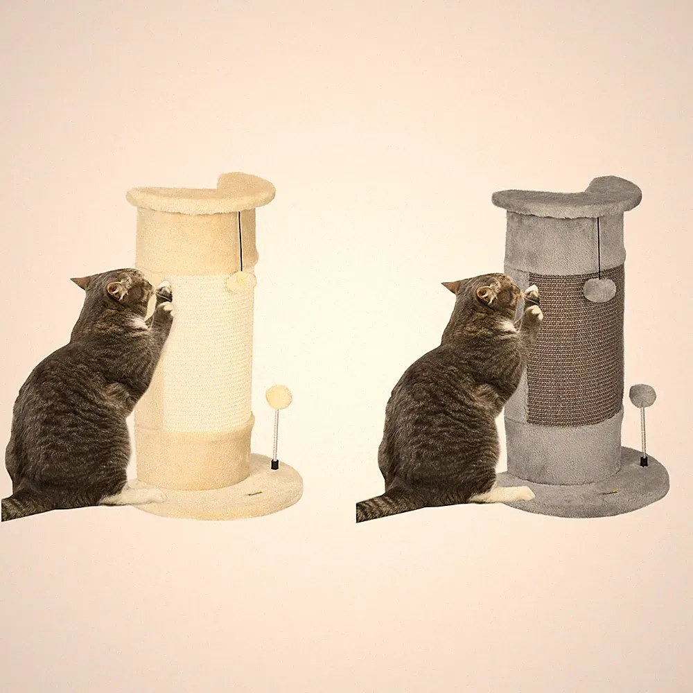 PawHut Kratzstamm, 58cm Kratzsäule für Katzen, Katzenkratzbaum mit Kratzball