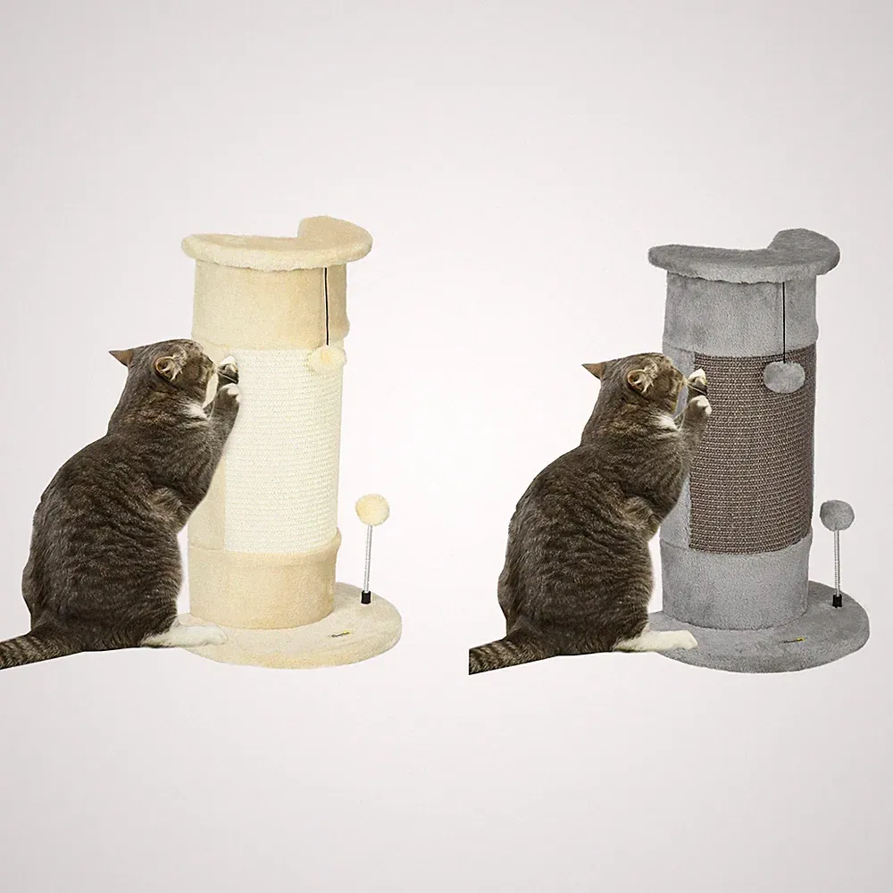 PawHut Kratzstamm, 58cm Kratzsäule für Katzen, Katzenkratzbaum mit Kratzball