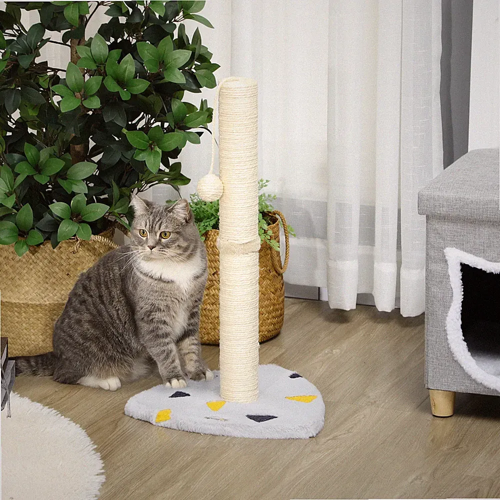 PawHut Kratzstamm, 62cm Kratzsäule für Katzen mit Kratzball, Katzenkratzbaum