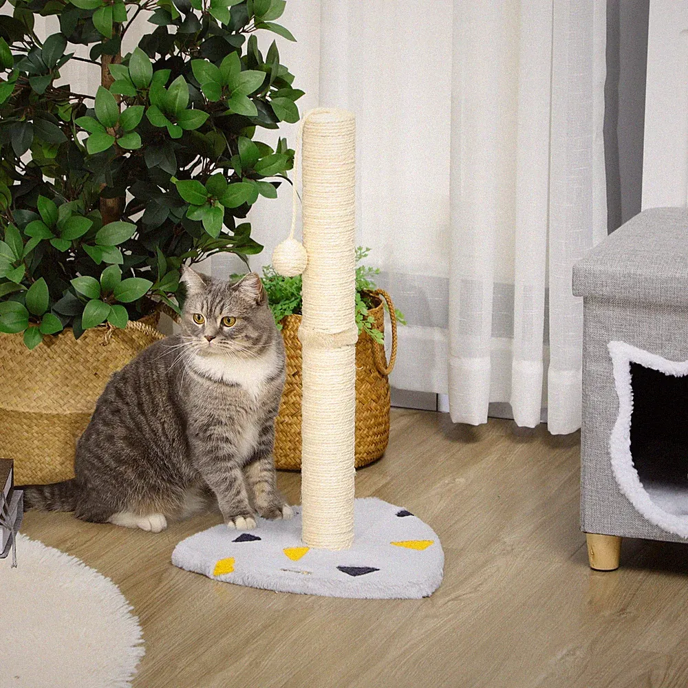 PawHut Kratzstamm, 62cm Kratzsäule für Katzen mit Kratzball, Katzenkratzbaum