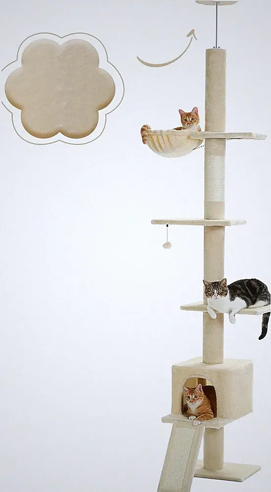 PAWZ Katzenbaum Höhenverstellbar Deckenhoch 216-273cm H