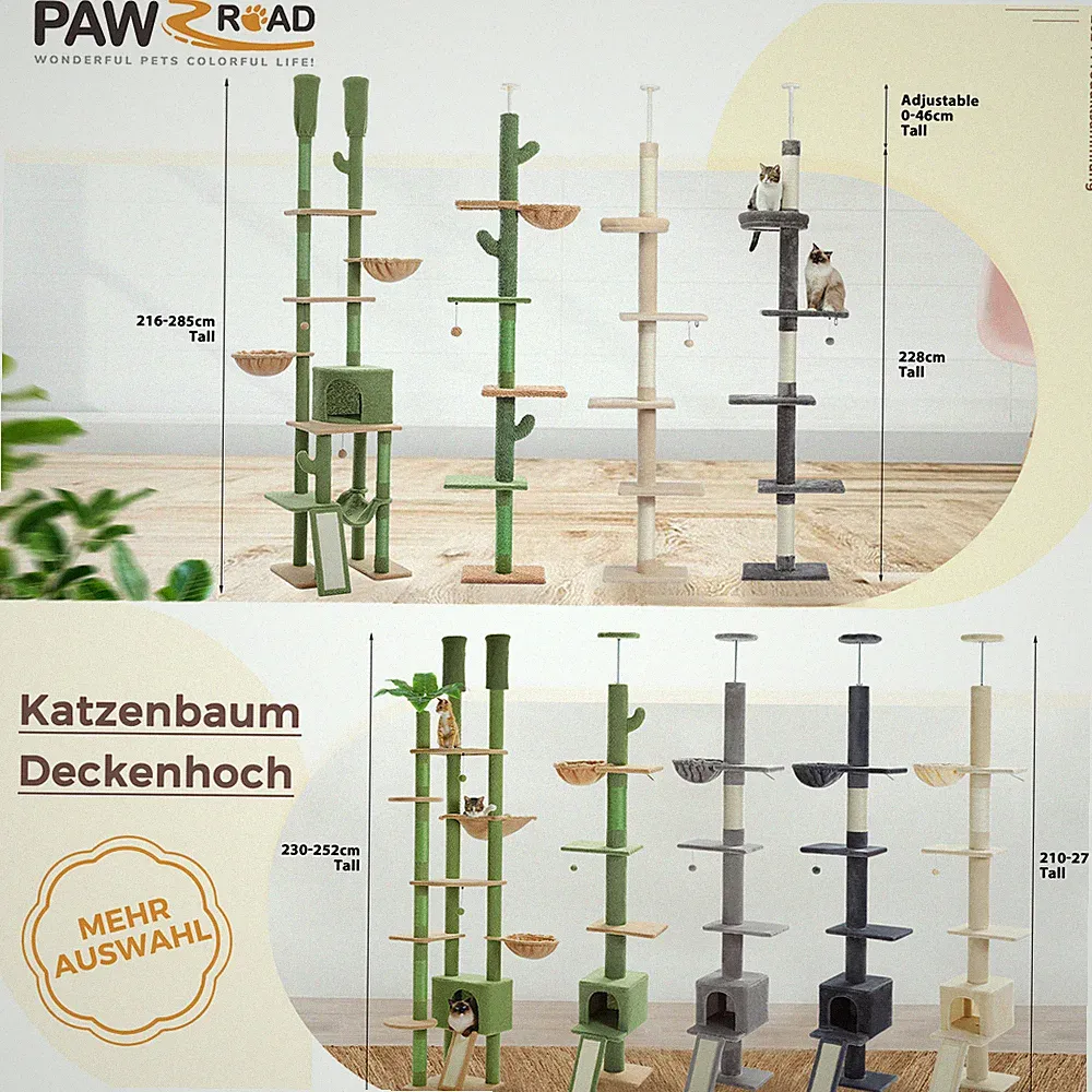 PAWZ Road Katzenbaum Deckenhoch Kratzbaum Katzenkratzbaum Kletterturm Stabil XL