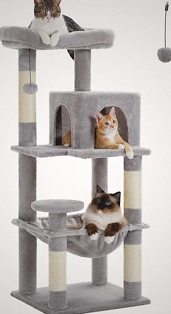 PAWZ Road Katzenbaum Mit Metall-Plüsch-Hängematte, Katzenturm Für Ausgewachsene