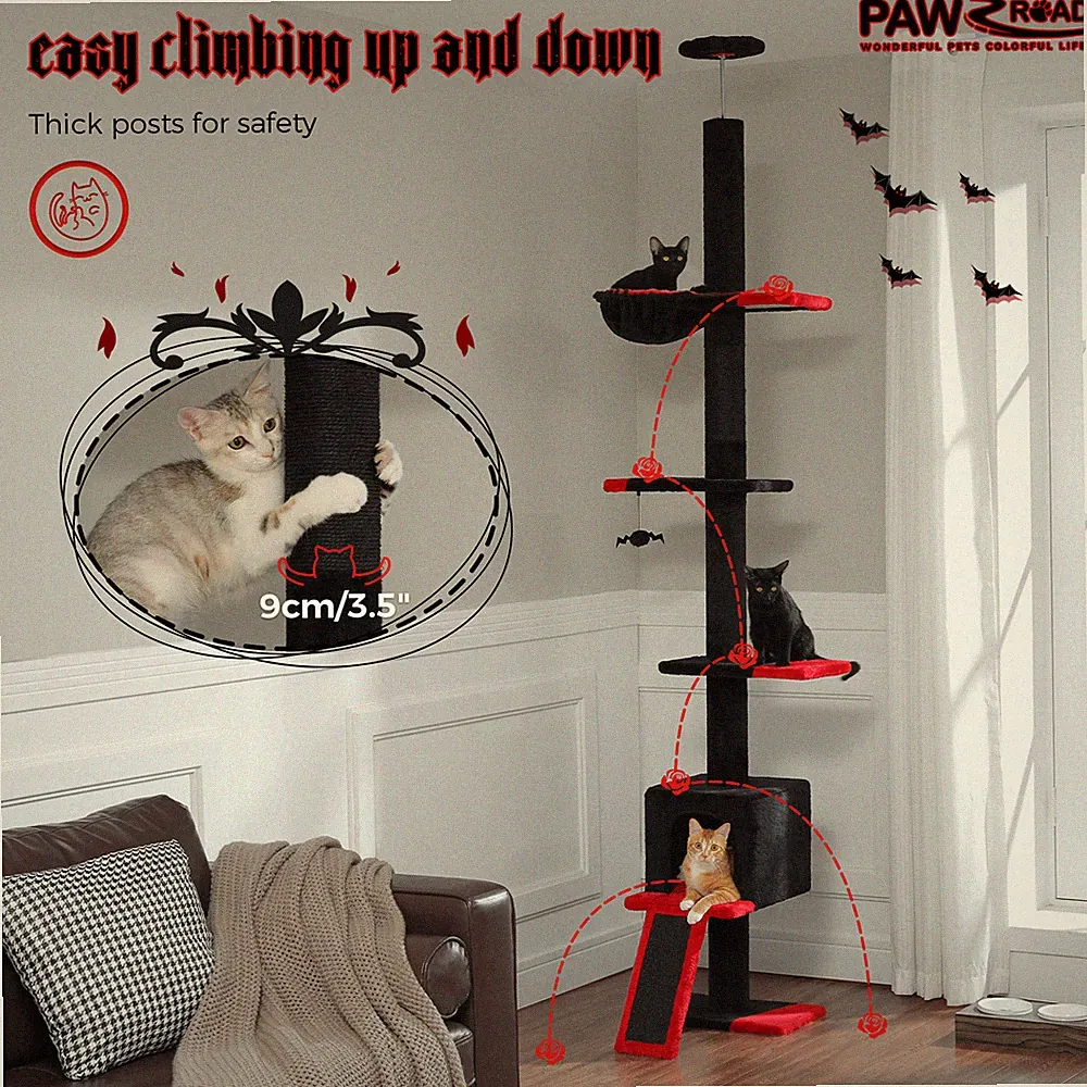 PAWZ Road Kratzbaum Deckenhoch Katzenkratzbaum Katzenbaum Kletterbaum 210-274 cm