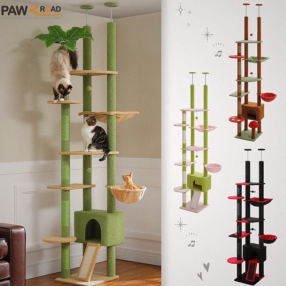 PAWZ Road Kratzbaum Deckenhoch Kletterbaum Katzenbaum Katzenkratzbaum 230-252 cm