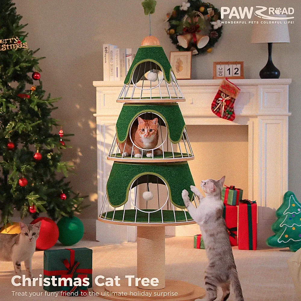 PAWZ Road Kratzbaum Weihnachten großer Katzenkratzbaum 14cm Sisalstämme 130 cm
