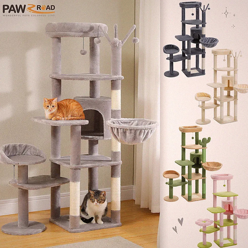 PAWZ Road Kratzbaum XL Katzenbaum Stabil Katzenkratzbaum Sisal Kletterbaum 150cm