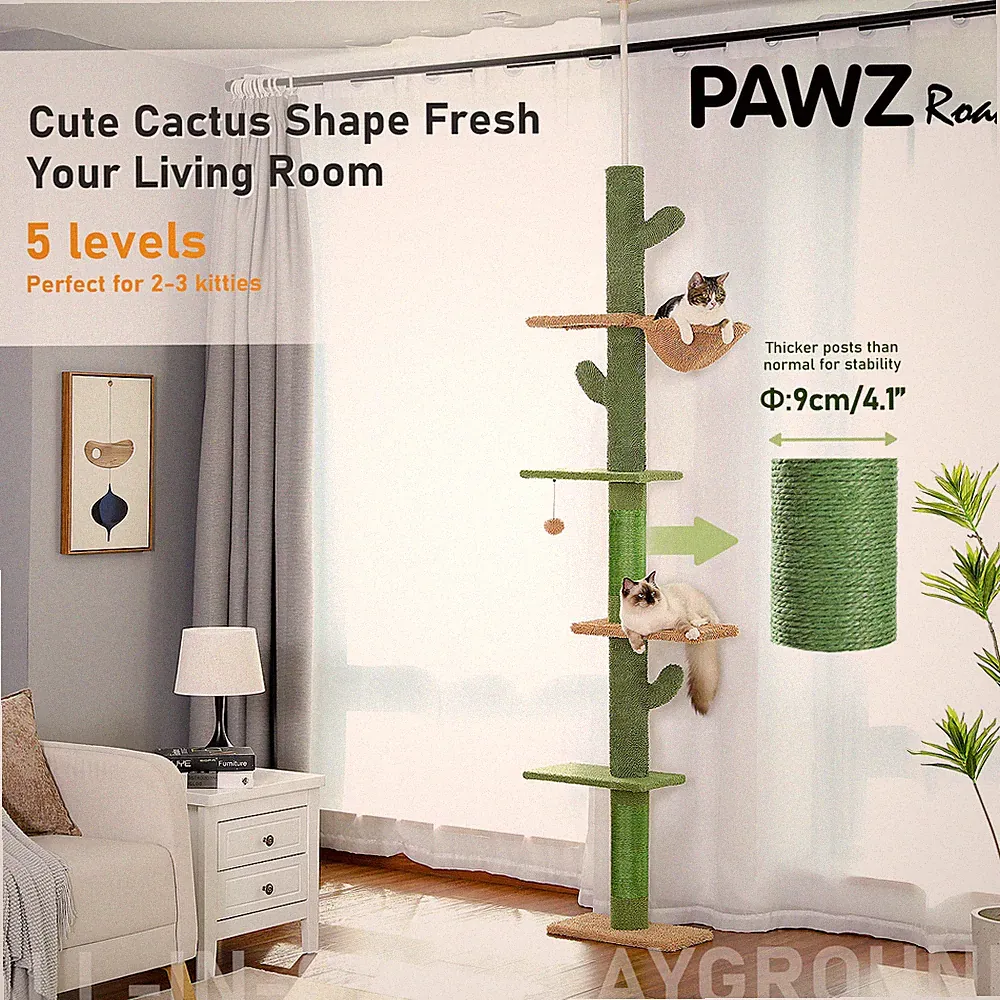PAWZ Road Kratzbaum XXL Katzenkratzbaum Holz Katzenbaum Sisal Kletterbaum Stabil