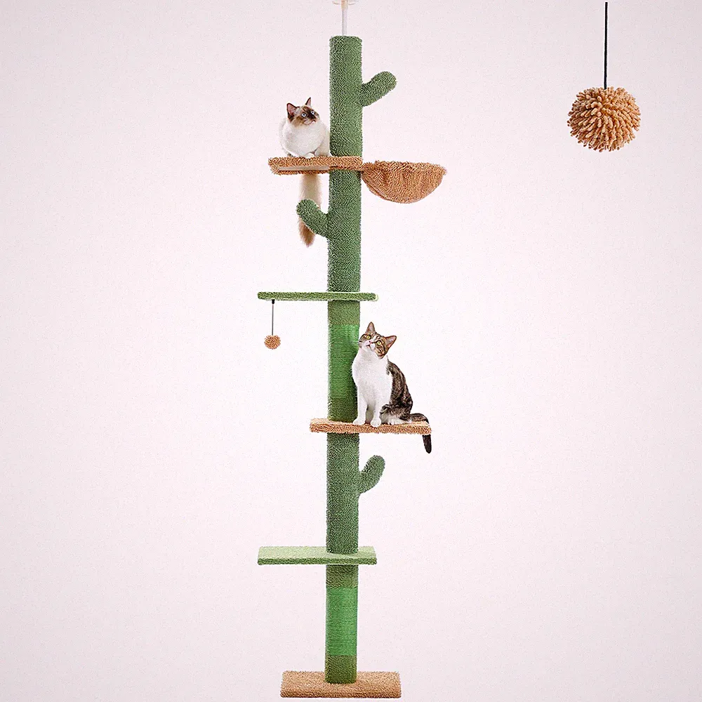 PETEPELA Kaktus Kratzbaum Deckenhoch höhenverstellbar Katzenbaum Kletterbaum XL