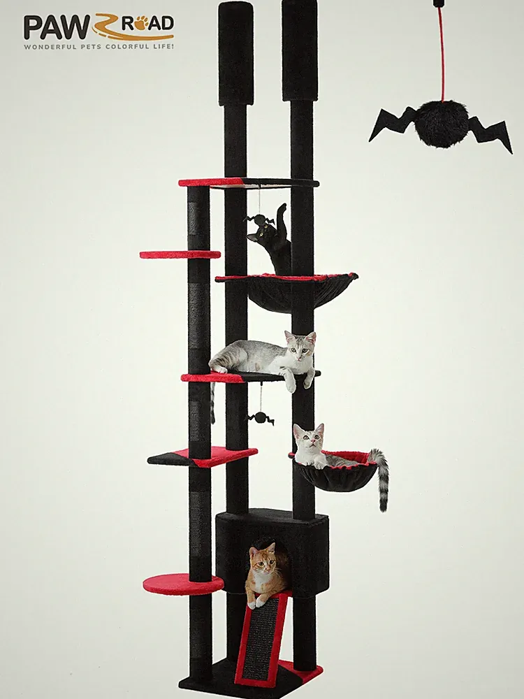 PETEPELA Kratzbaum Deckenhoch Katzenbaum mit Katzenhöhle Kletterbaum 230-252 cm