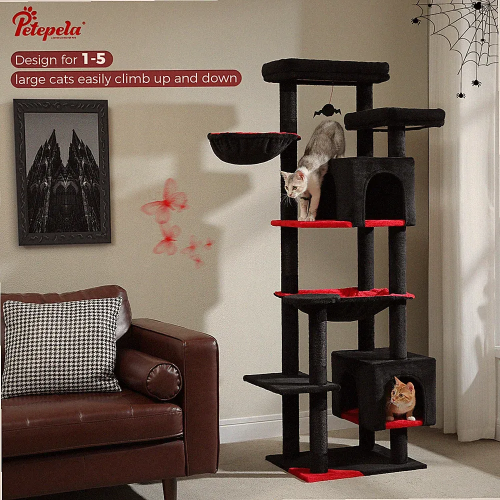 PETEPELA Kratzbaum Große Katzen Katzenbaum Sisal Kletterbaum Spielbaum 175cm XXL