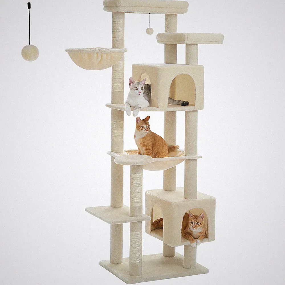 PETEPELA Kratzbaum Große Katzen Katzenbaum Sisal Kletterbaum Spielbaum 175cm XXL