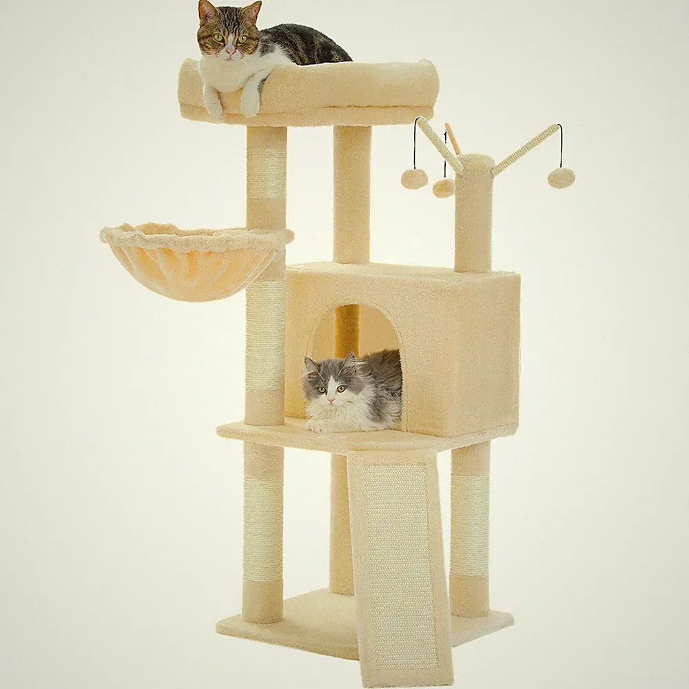 PETEPELA Kratzbaum Katzenbaum Katzenkratzbaum mit Sisalstämme Kletterbaum 105 cm