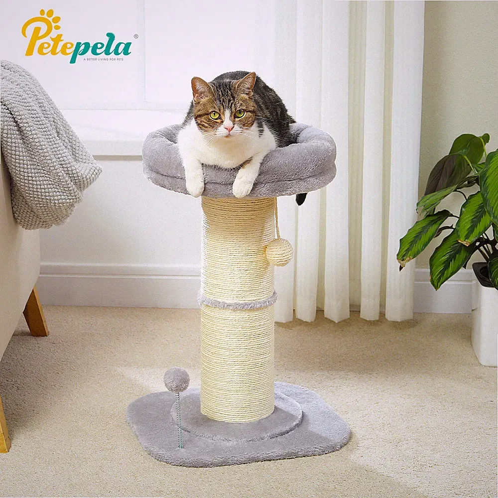 PETEPELA Kratzbaum Katzenkratzbaum 14cm Dicke Stämme mit Abnehmbares Katzenbett