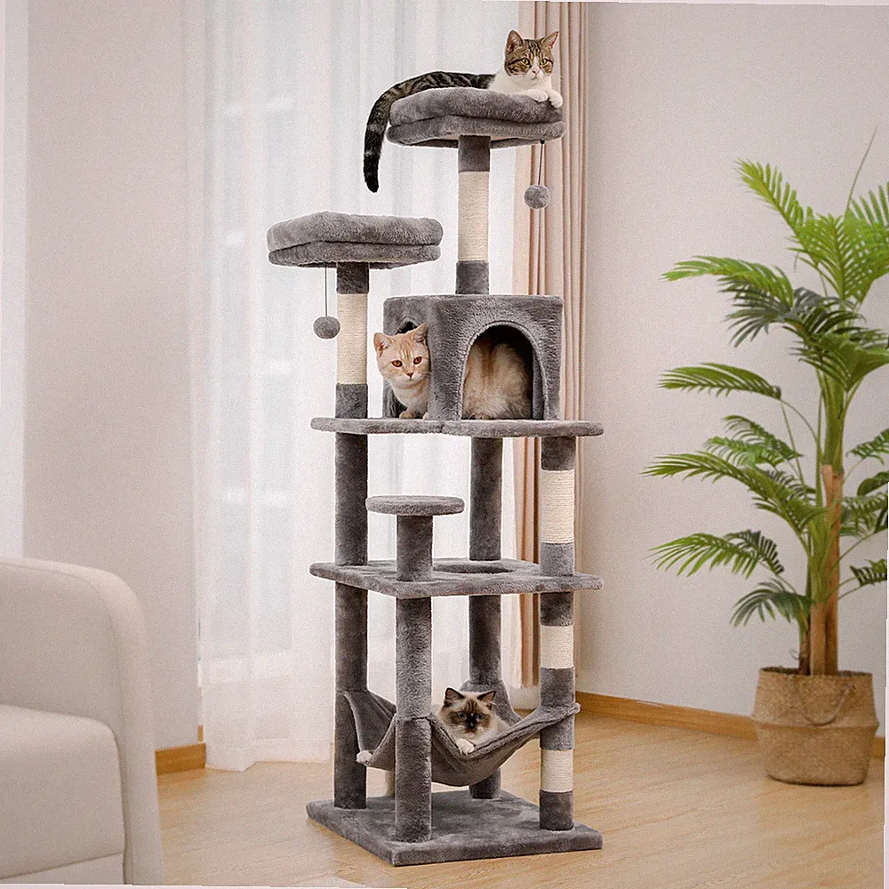 PETEPELA Kratzbaum Katzenkratzbaum Sisal Katzenbaum Kletterbaum Spielbaum 154 cm