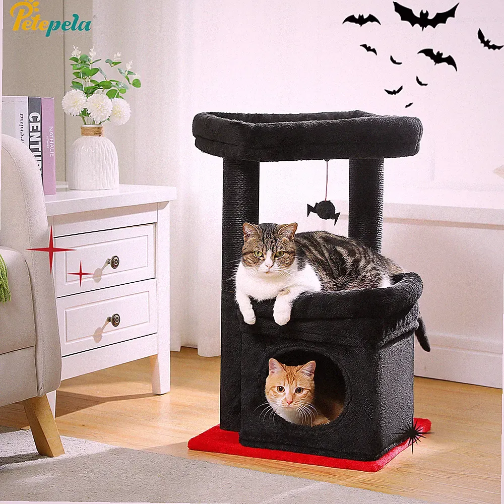PETEPELA Kratzbaum Stabil Katzenbaum Katzenkratzbaum Kletterbaum Spielbaum 68 cm