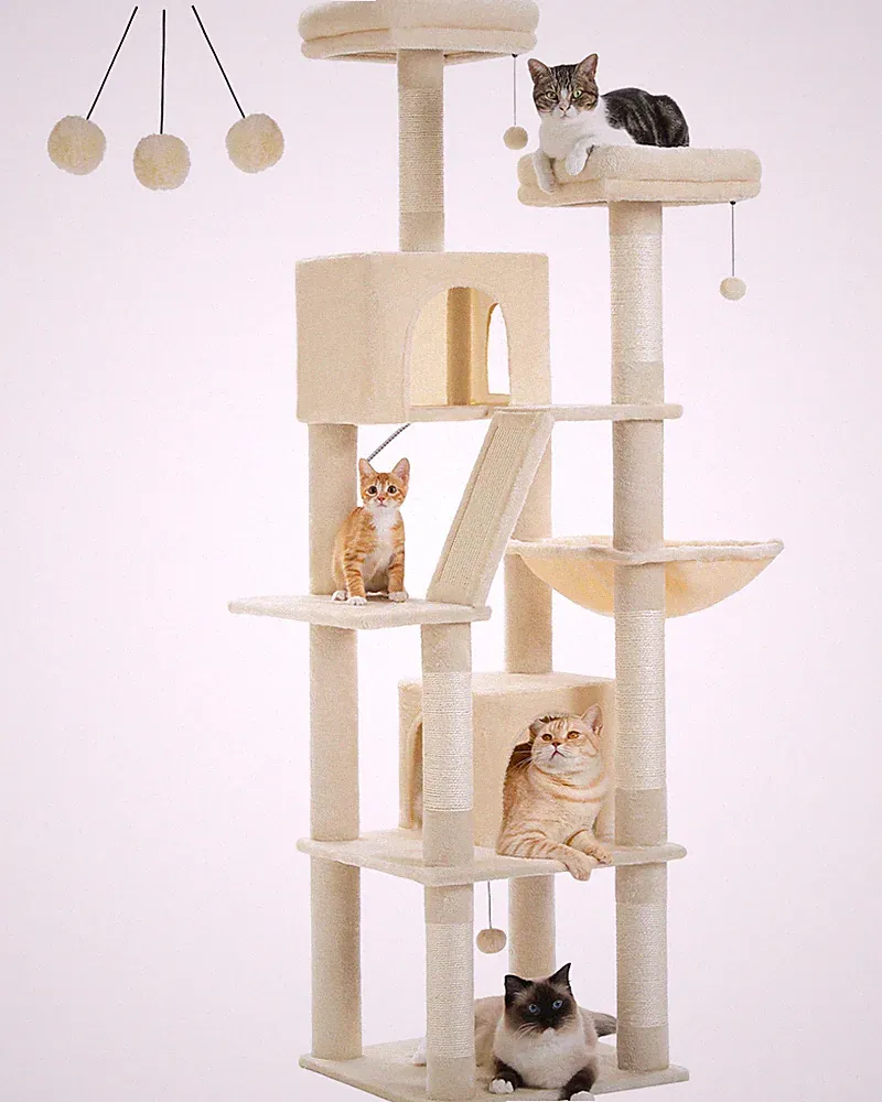 PETEPELA Kratzbaum XXL groß Katzenbaum Katzenkratzbaum Kletterbaum Stabil 180 cm