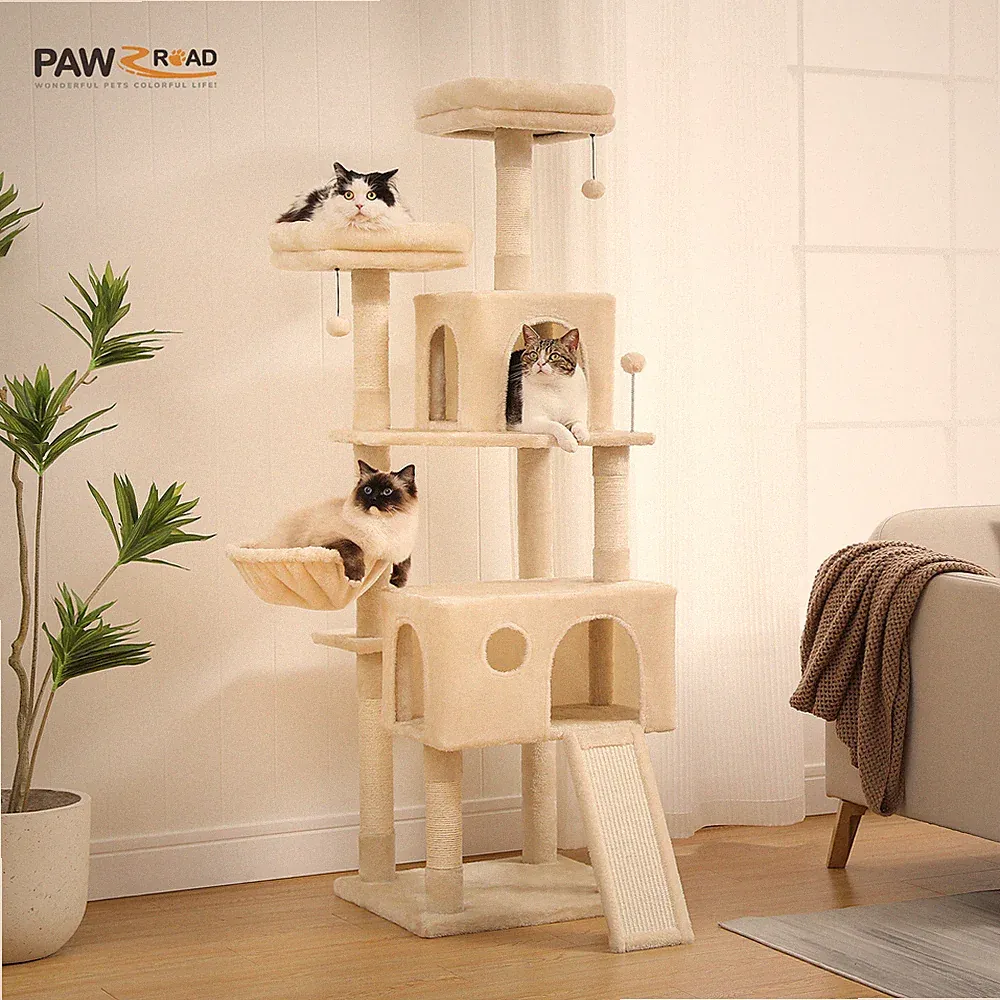 PETEPELA Kratzbaum XXL Große Katzen Katzenbaum Katzenkratzbaum Kletterbaum 162cm