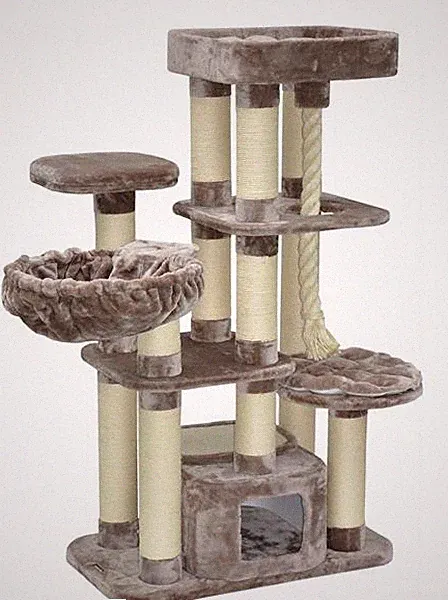 Premium Kratzbaum XXL Katzenkratzbaum Memphis hochwertig 158 cm grau braun