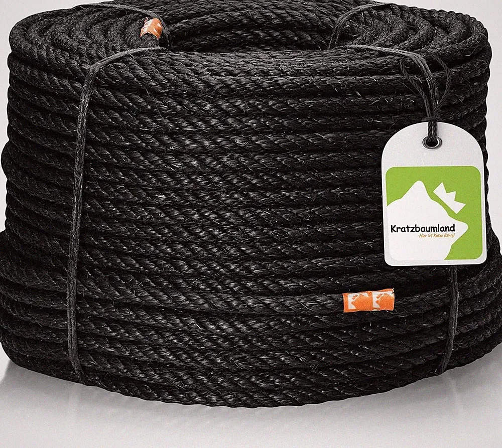 Premium-Sisalseil schwarz 8 mm, schwarzes Sisalseil für Kratzbäume (versch. Läng