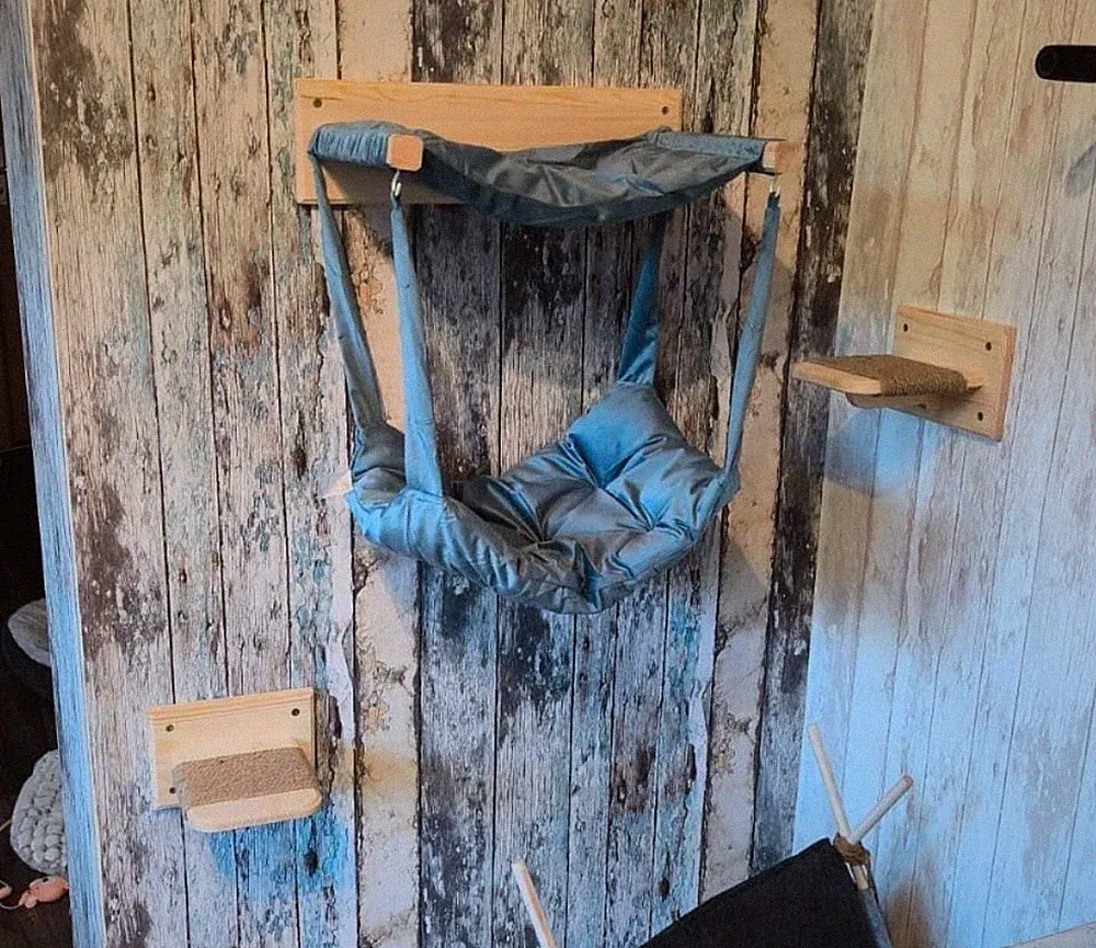 Set Aus Hängematte und 2 Treppen Wandmontage Katzen Kratzbaum Sisal