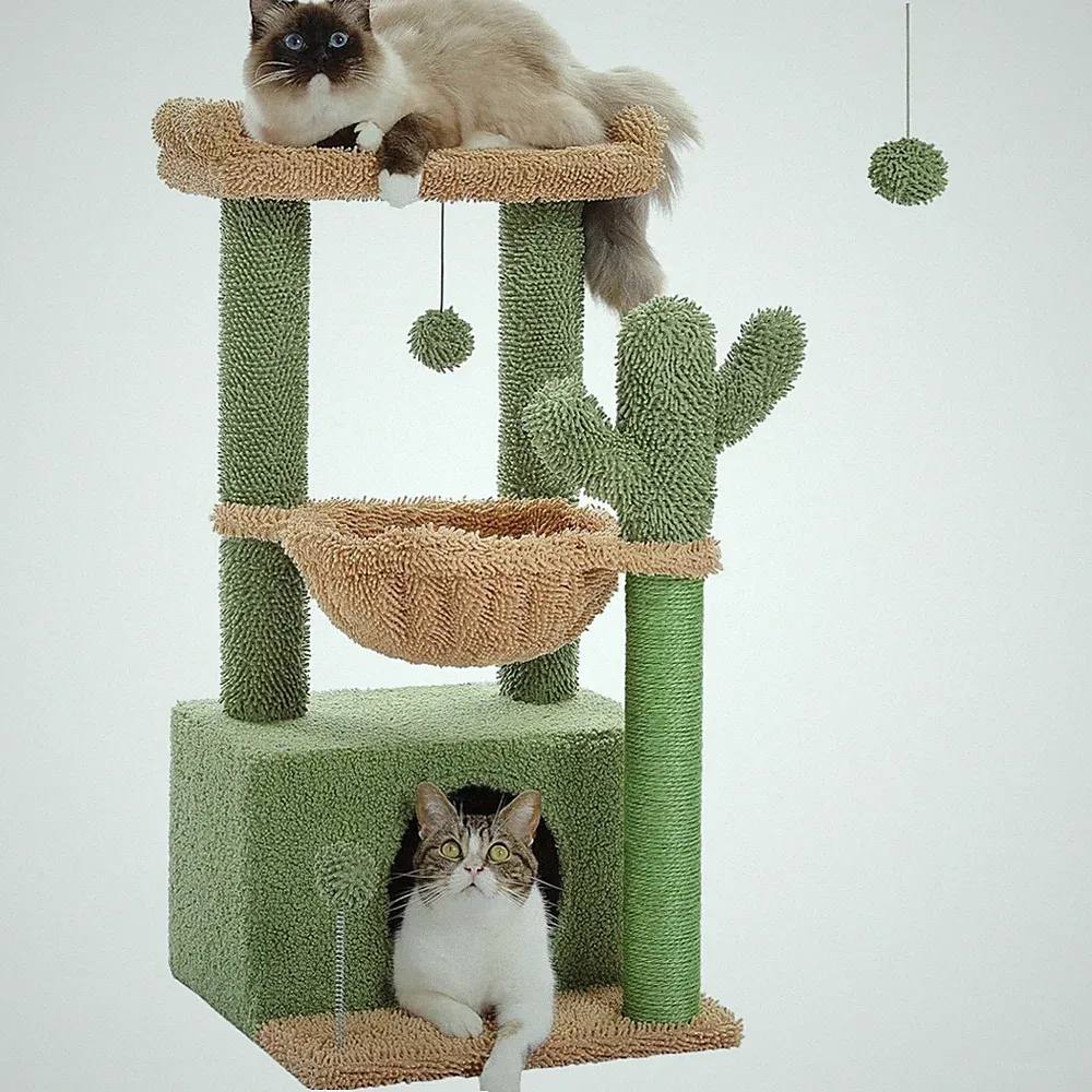 Sicherer und gemütlicher Spielplatz für Katzen: Kaktus-Thema