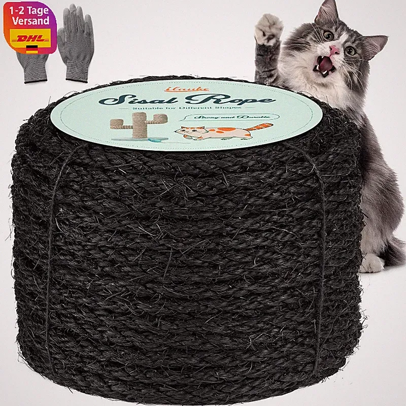 Sisalseil 60m 8mm Natur Schwarz für Kratzbäume Basteln Katzen Zubehör Haushalt