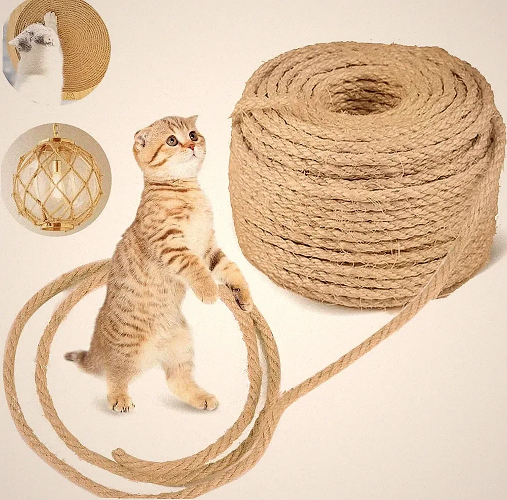 Sisalseil für Kratzbaum, Sisal für Katzen 50 Meter Leine Natur Seil 6mm Natürlic
