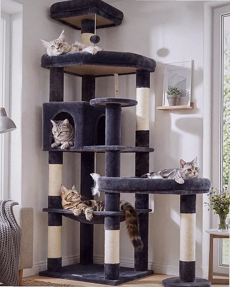 Stabiler 165 cm Kratzbaum für 24 große Maine Coon Katzen Premium Qualität