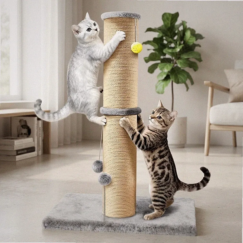 Stabiler 91 cm Sisal Katzenkratzbaum mit großem stabilen Standfuß für Katzen im Innenbereich