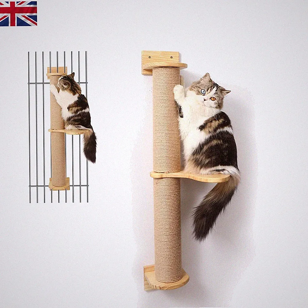 Stabiler Katzenkratzbaum zur Wandmontage mit Hängematte - für alle Katzen geeignet