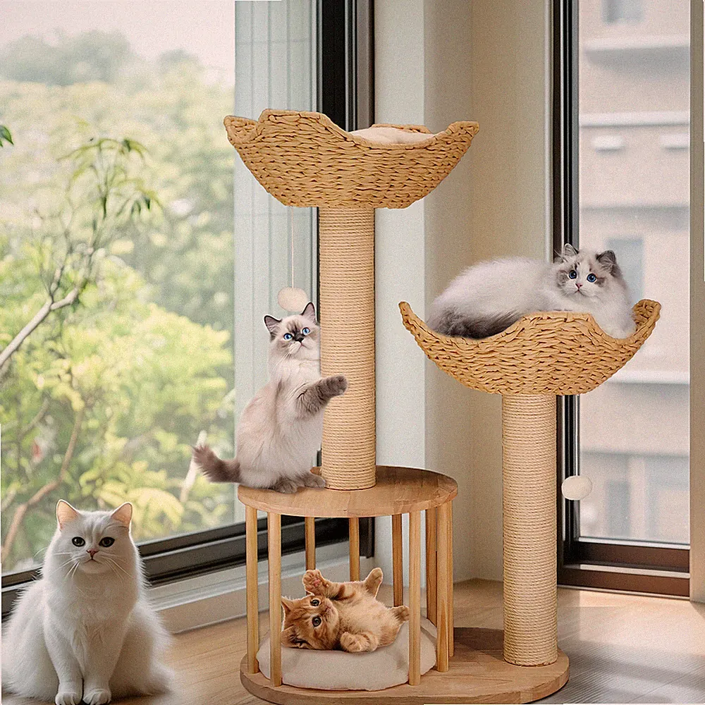 Stabiler Kratzbaum Ratten Kletterbaum für große Katze Katzenkratzbaum 99cm Beige