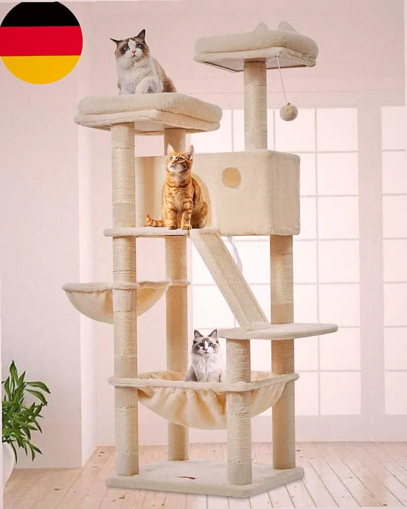 Taoqimiao 146Cm Kratzbaum, Stabiler Katzenbaum Für Große Katzen, MS026M | 8 Krat