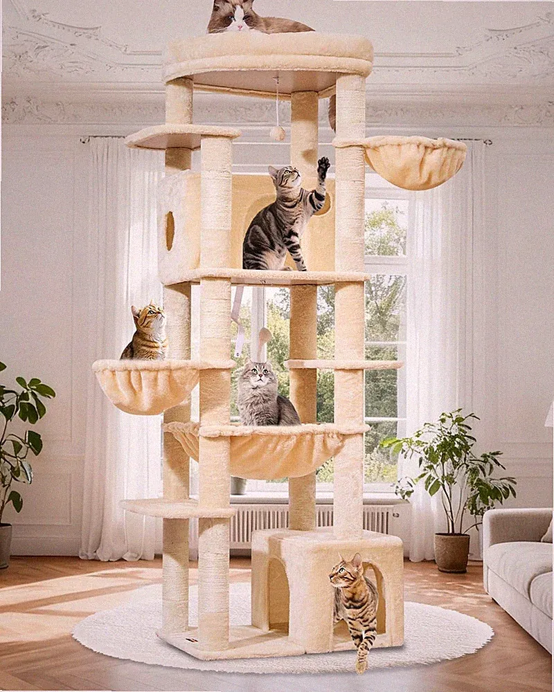 Taoqimiao 182 cm Kratzbaum XXL, Stabil, Groß, Katzenbaum Beige, F20M