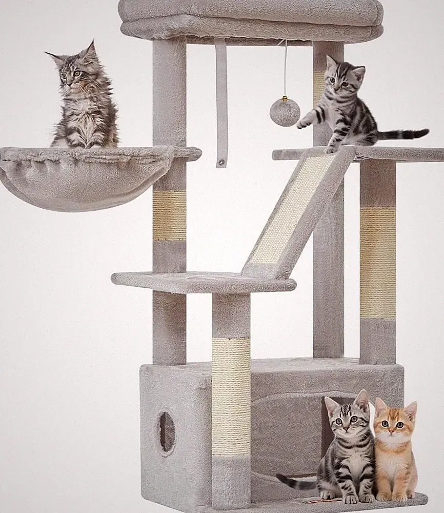 Taoqimiao Kratzbaum MS029, 97 CM Katze mit 4 Kratzbäumen Activity Center