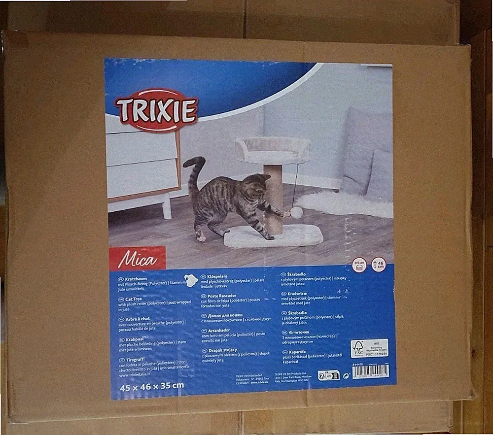 Trixie Kratzbaum Mica lichtgrau 46cm mit Spielzeug für Katzen 45x35cm