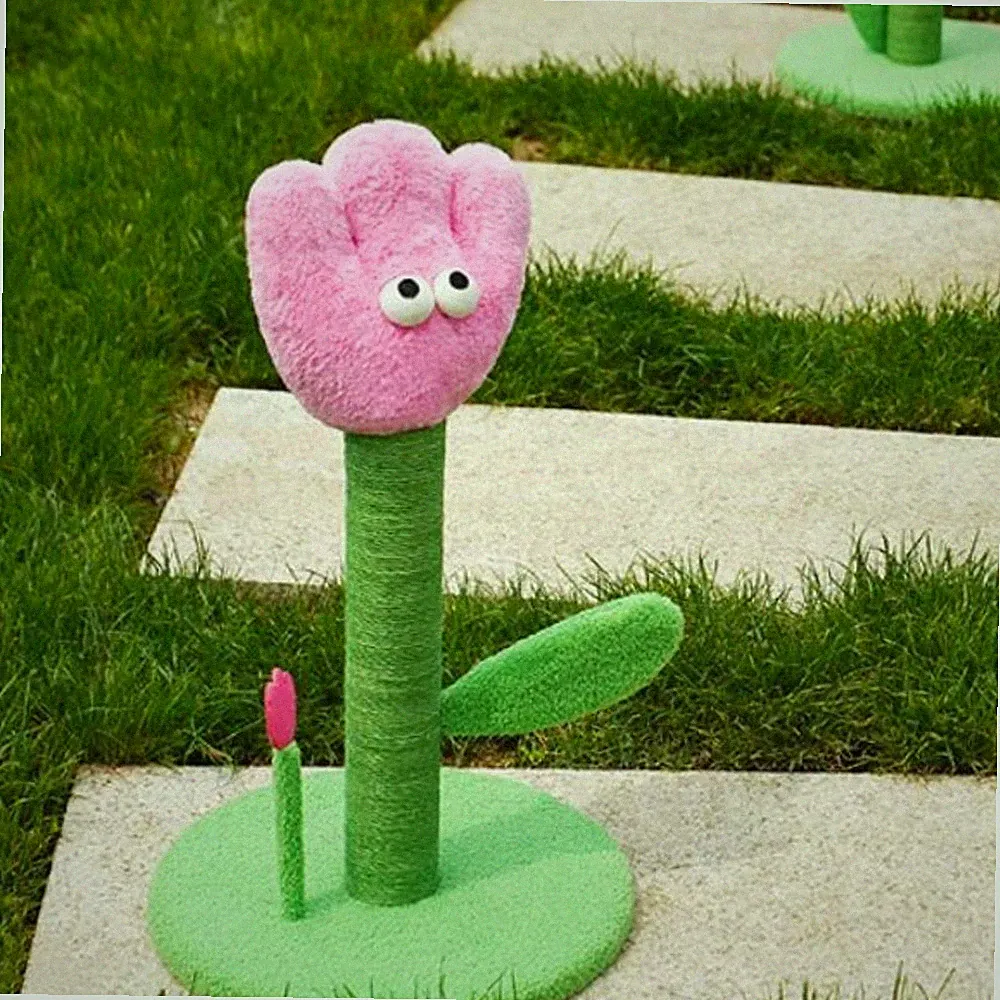 Tulpen-Kratzbaum stabil Sisal Kratzsäule kratzfest