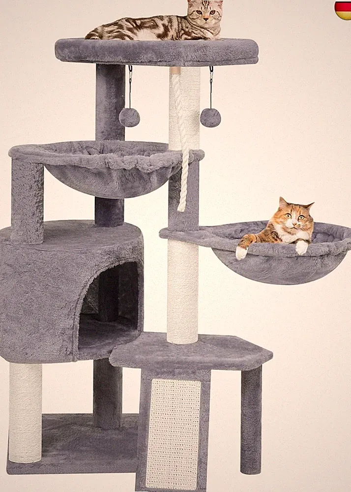 TWDEPART Kratzbaum für Katzen mit Aktivitätscenter, 95cm Kletterbaum K