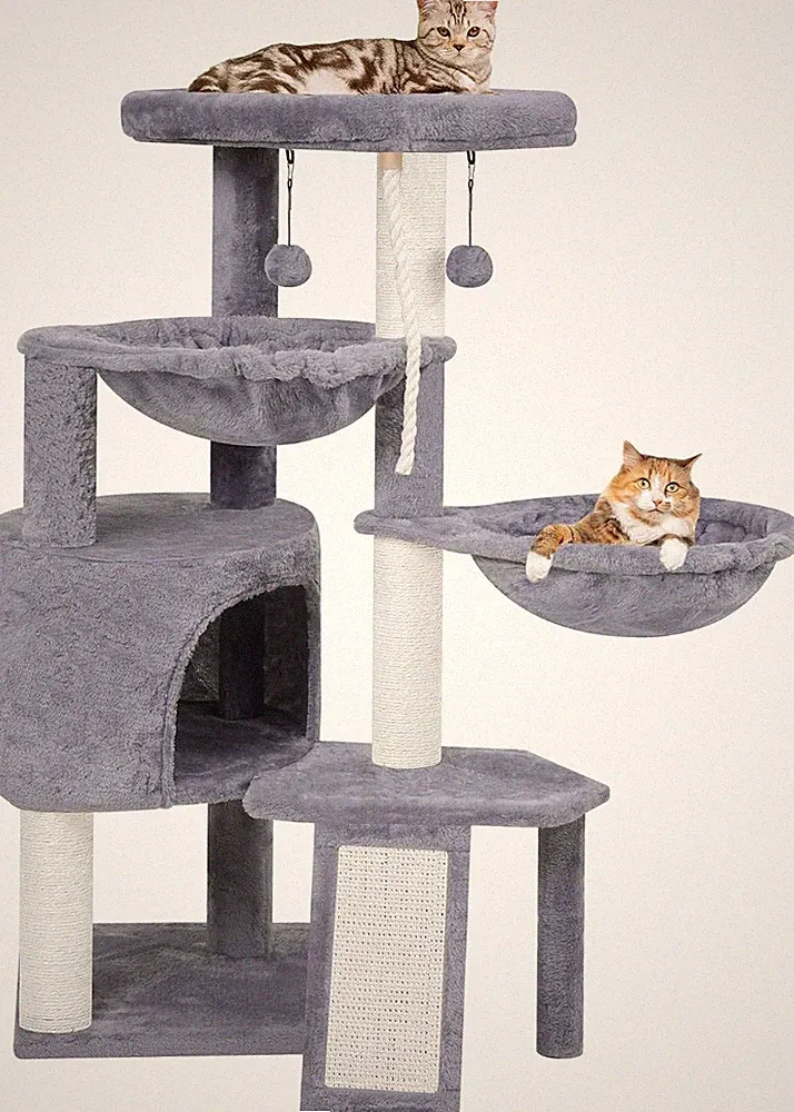 TWDEPART Kratzbaum für Katzen mit Aktivitätscenter, 95cm Kletterbaum Katzenspiel