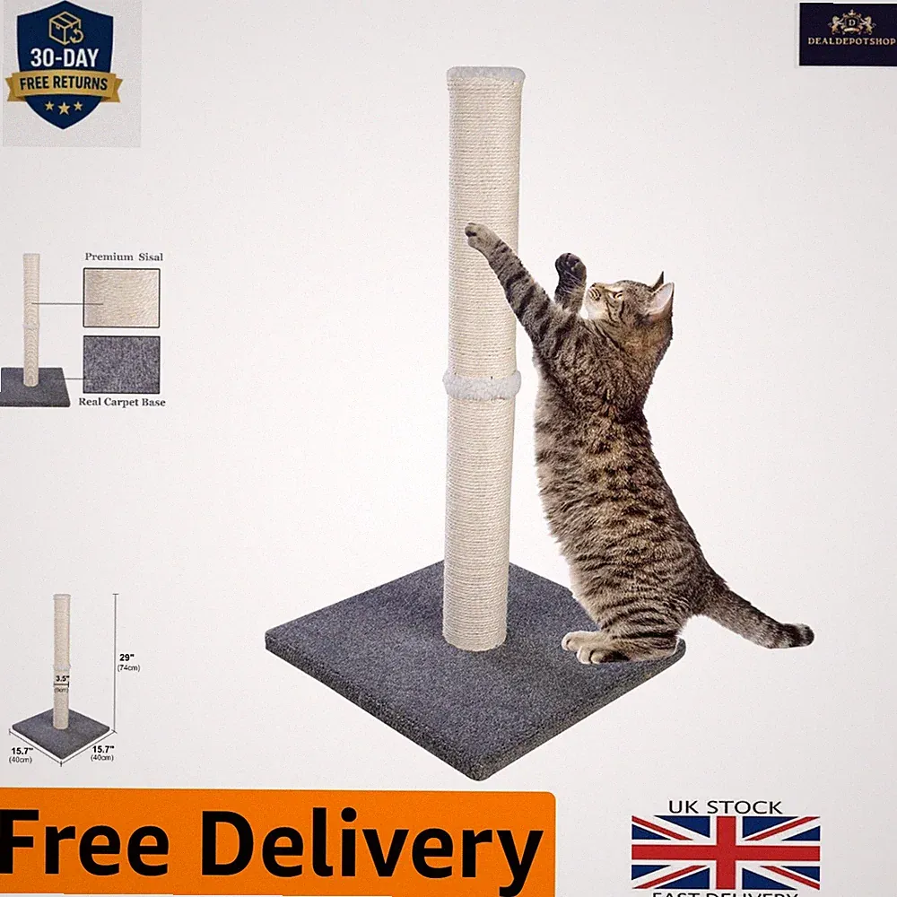 Ultimate Tall Katzenkratzbaum für kleine Rassen - grau, natürliches Sisalwickel