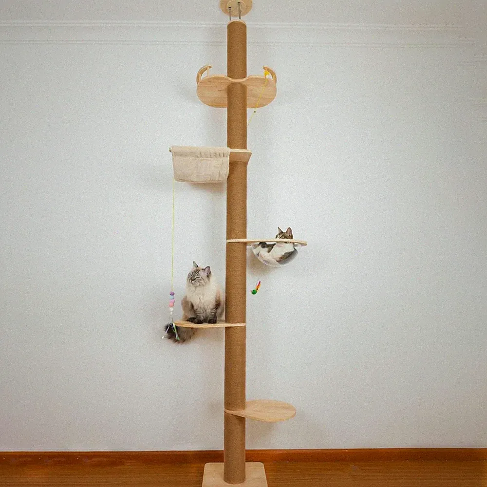 Verstellbarer Katzenbaum 125–300 cm Mehrere Ebenen Sisal Kratzbaum