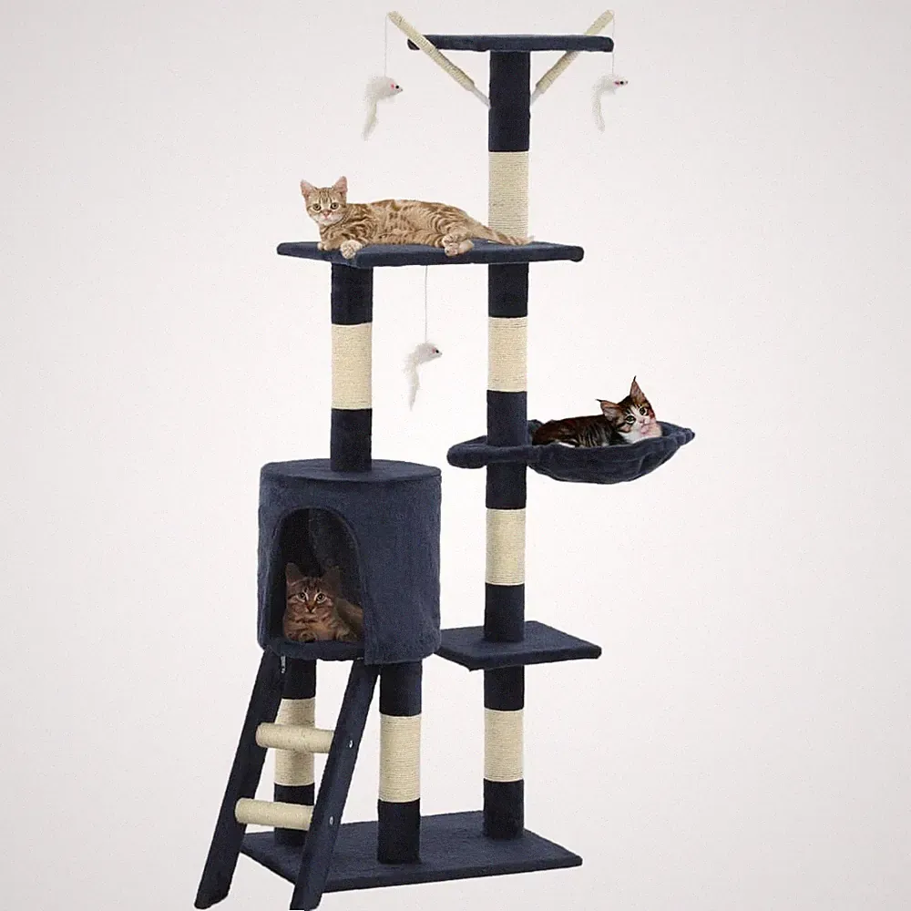 vidaXL Katzen-Kratzbaum mit Sisal-Säulen 138 cm Grau