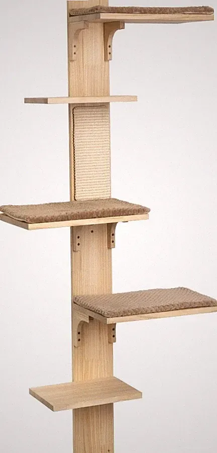 Wand-Kratzbaum TIMBER Kletterbaum Massivholz Sisal Katzen-Leiter
