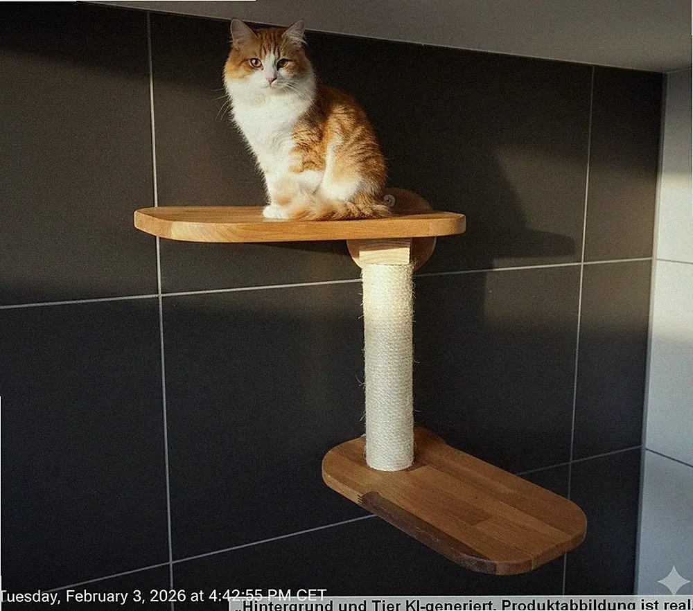 Wandkratzbaum für Katzen - Katzentreppe Kratzsäule Catwalk Spielplatz Eiche