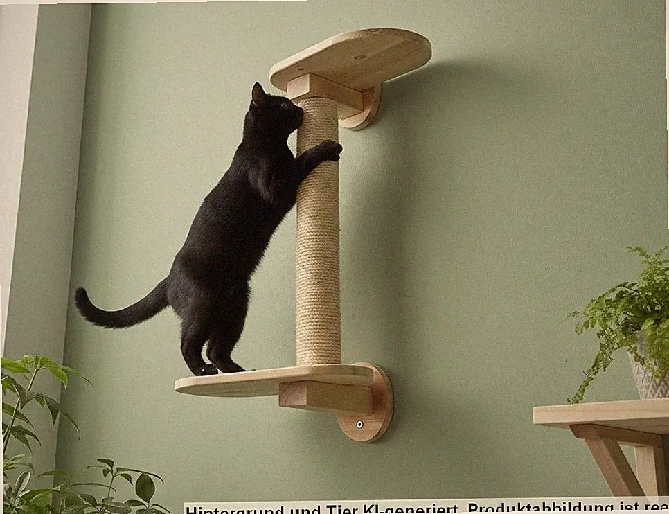 Wandkratzbaum für Katzen - Katzentreppe Kratzsäule Catwalk Spielplatz Kiefer