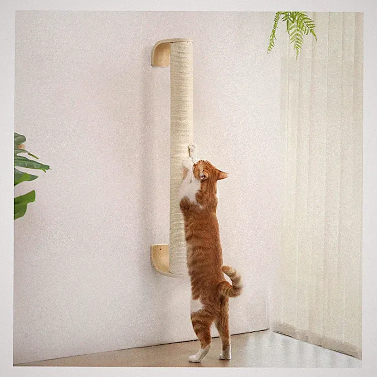 Wandkratzsäule Katzen 71Cm Beige Stabiler Kratzbaum Wandmontage Sisal Zubehör
